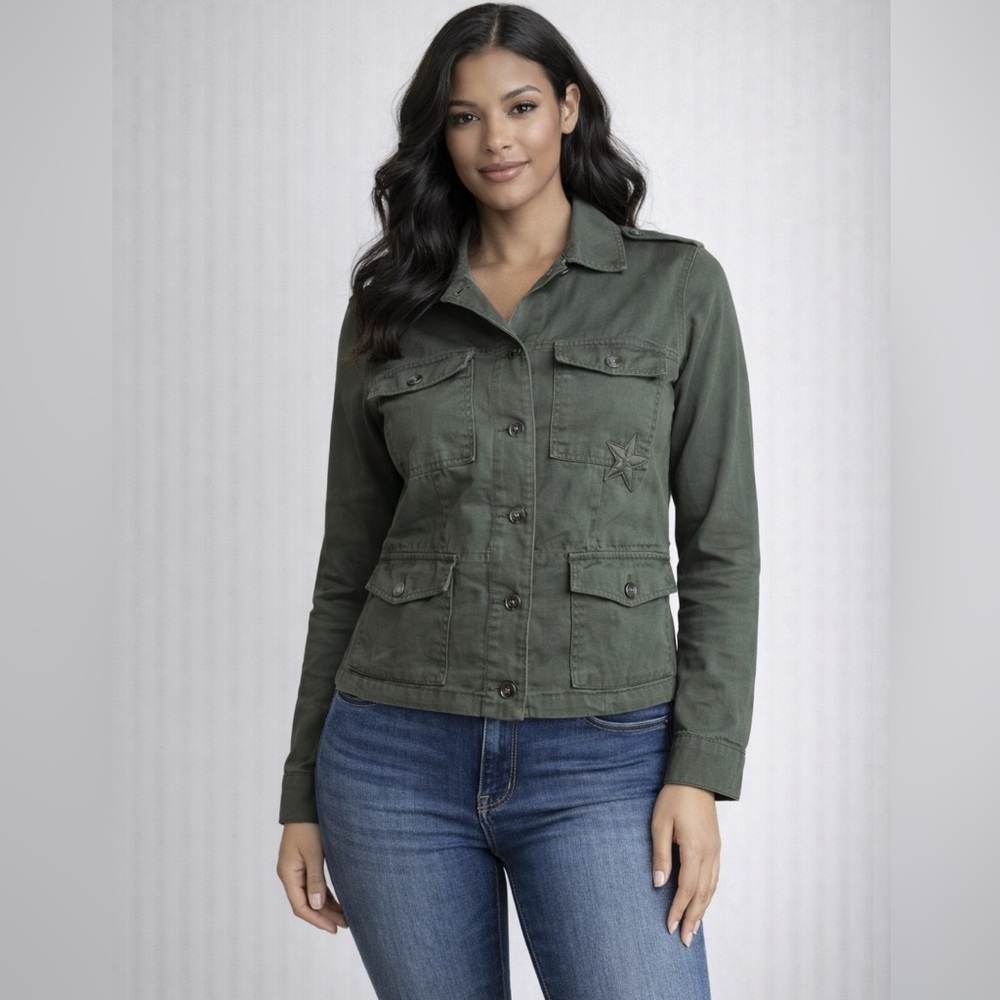 MCGUIRE Camo Green Military Style Button Down Jacket Size S